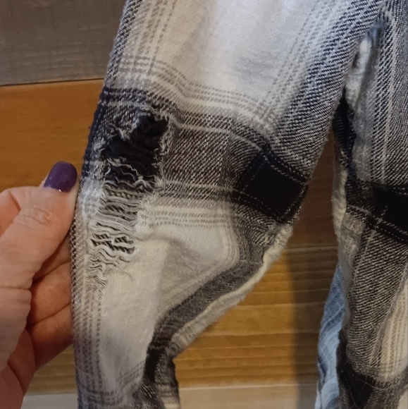 American Eagle Hoodie Flannel M White Black Grey - Picture 8 of 9